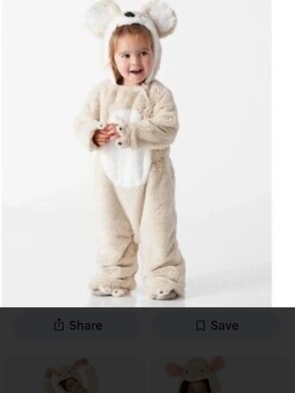 POTTERY BARN KIDS KOALA  Hooded One-Piece PLUSH SNAP LEG COSTUME